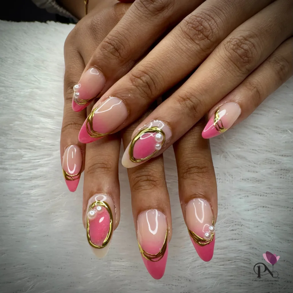 3d accents pink french tip nail designs
