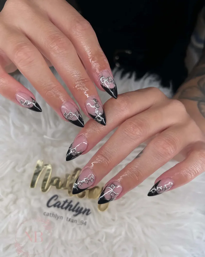 3d gel accents black french tip nail designs