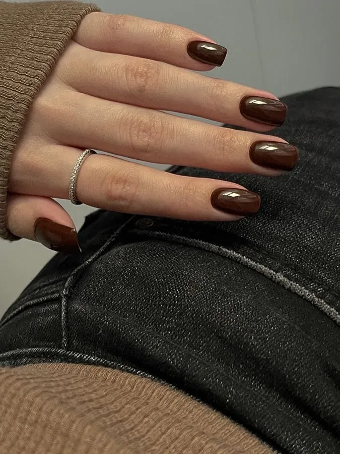 Fall Nail Design Inspo and Colors 2026: Shades, Techniques, and Looks for Every Nail 35 90s chocolate square fall nail designs
