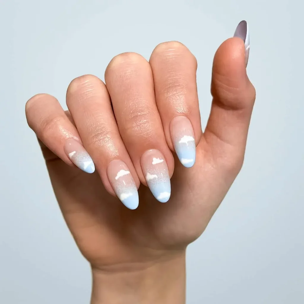 Cute Summer Nail Designs 2026: 200+ Inspo, Trends, and Expert Tips for Every Style 31 Baby Blue Clouds Summer Nail