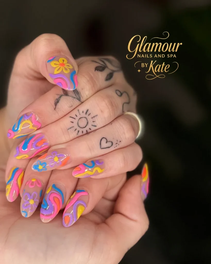 Cute Summer Nail Designs 2026: 200+ Inspo, Trends, and Expert Tips for Every Style 24 Groovy Psychedelic Summer Nail