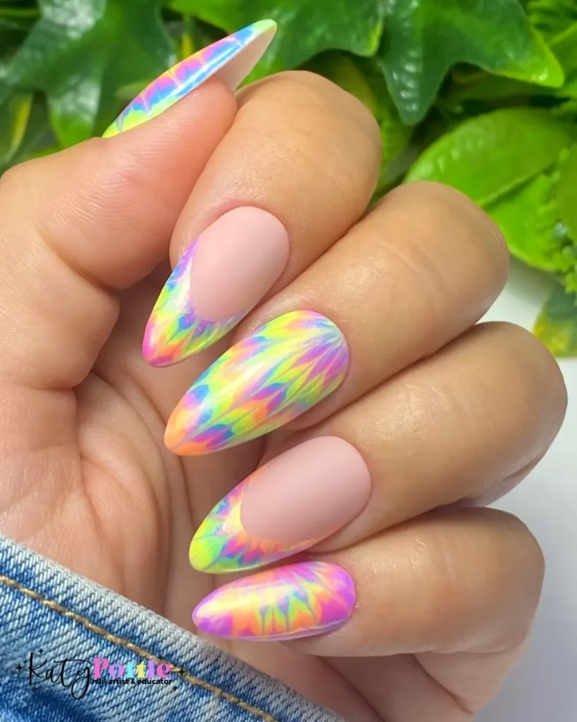 Cute Summer Nail Designs 2026: 200+ Inspo, Trends, and Expert Tips for Every Style 21 Tie-Dye Bright Mani Summer Nail