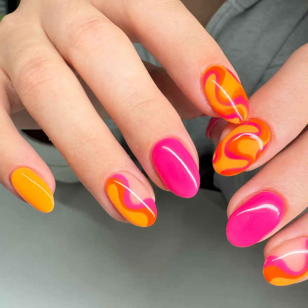 Cute Summer Nail Designs 2026: 200+ Inspo, Trends, and Expert Tips for Every Style 20 Viva Magenta + Orange Summer Nail