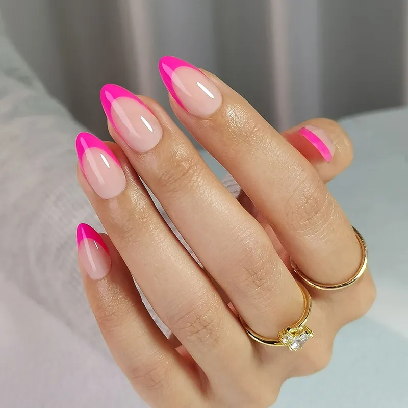 almond pink french tip nail designs