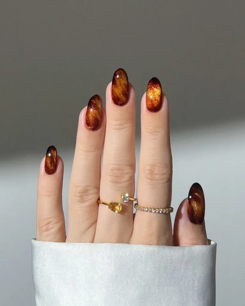 Fall Nail Design Inspo and Colors 2026: Shades, Techniques, and Looks for Every Nail 12 amber fall nail colors