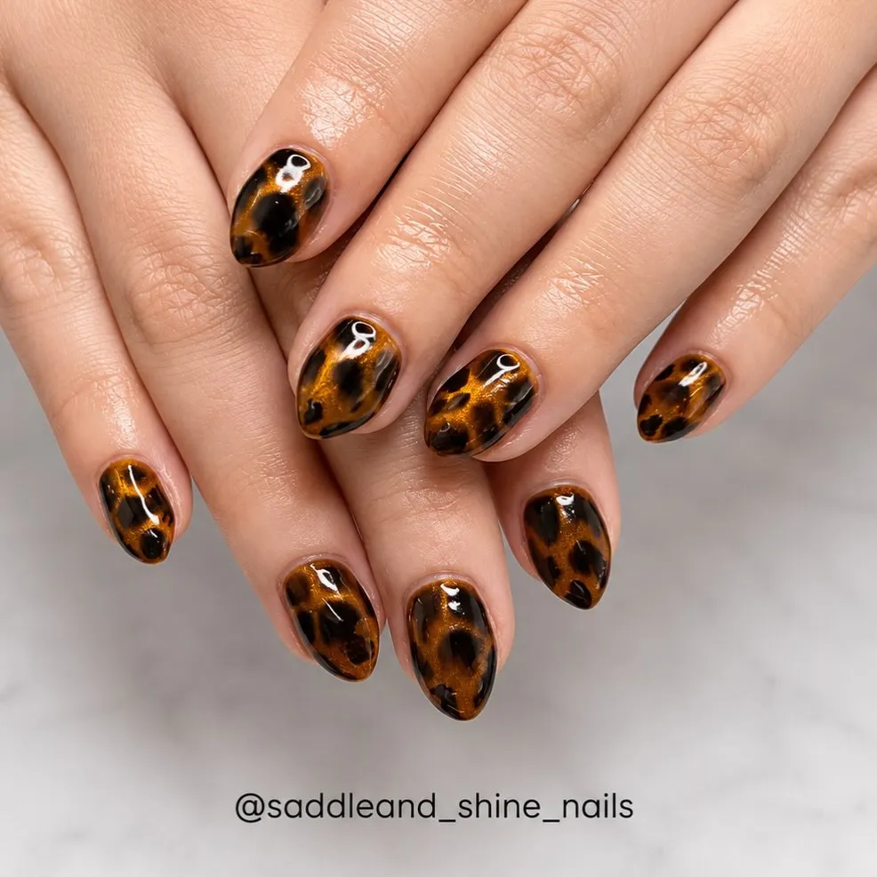 animal and tortoiseshell print short nail designs