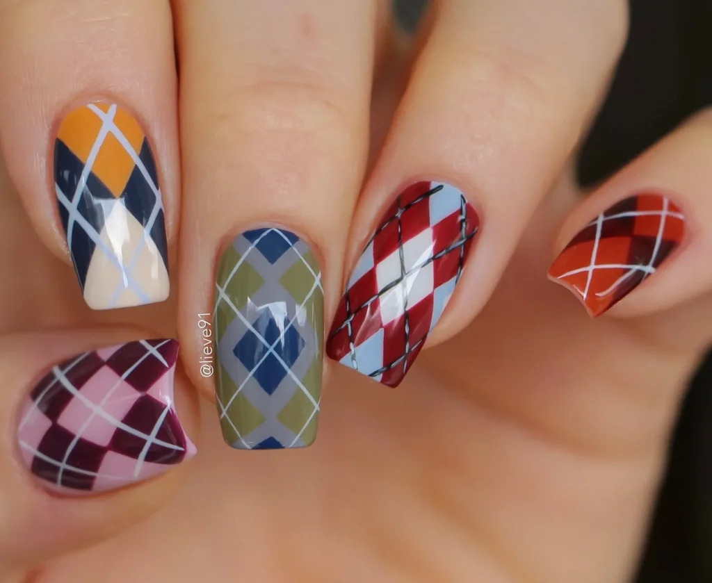 argyle short nail designs