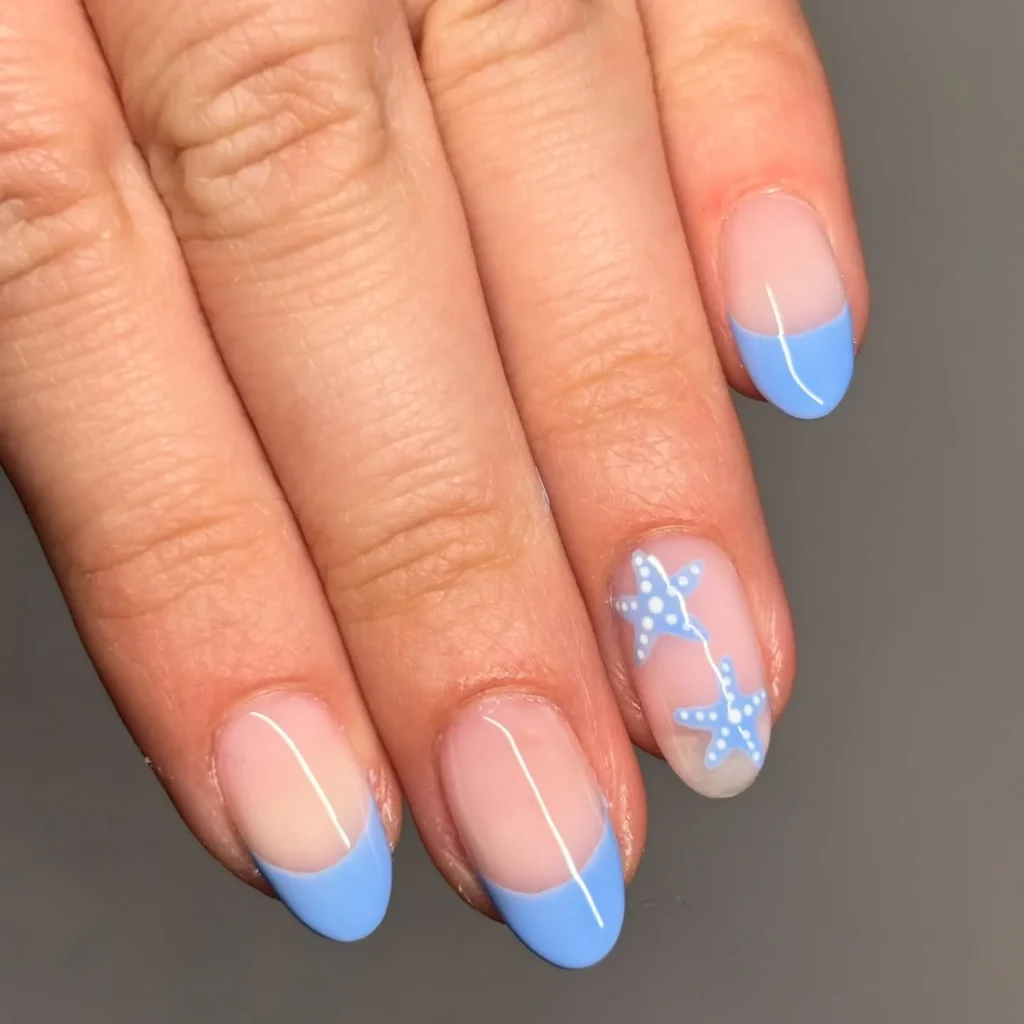 Cute Summer Nail Designs 2026: 200+ Inspo, Trends, and Expert Tips for Every Style 173 baby blue starfish accent summer nails