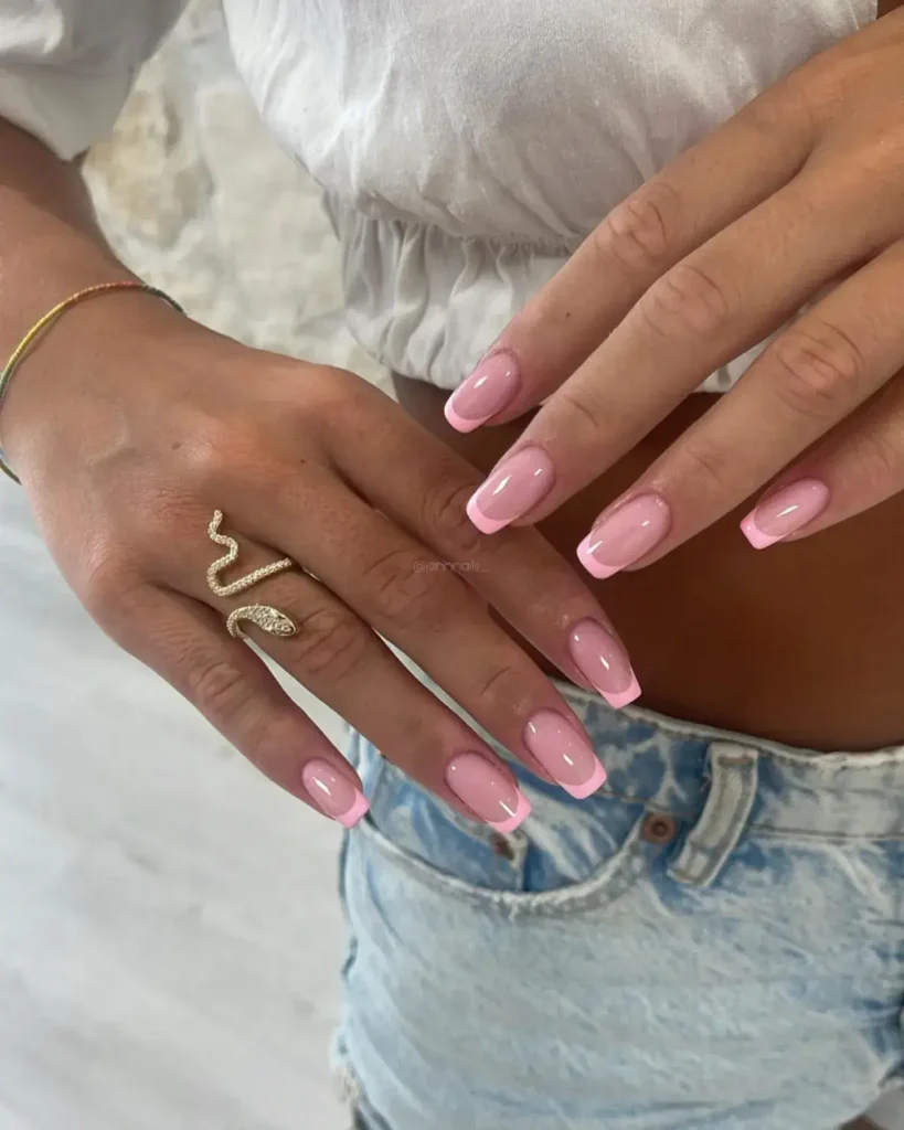 baby pink french tip nails designs