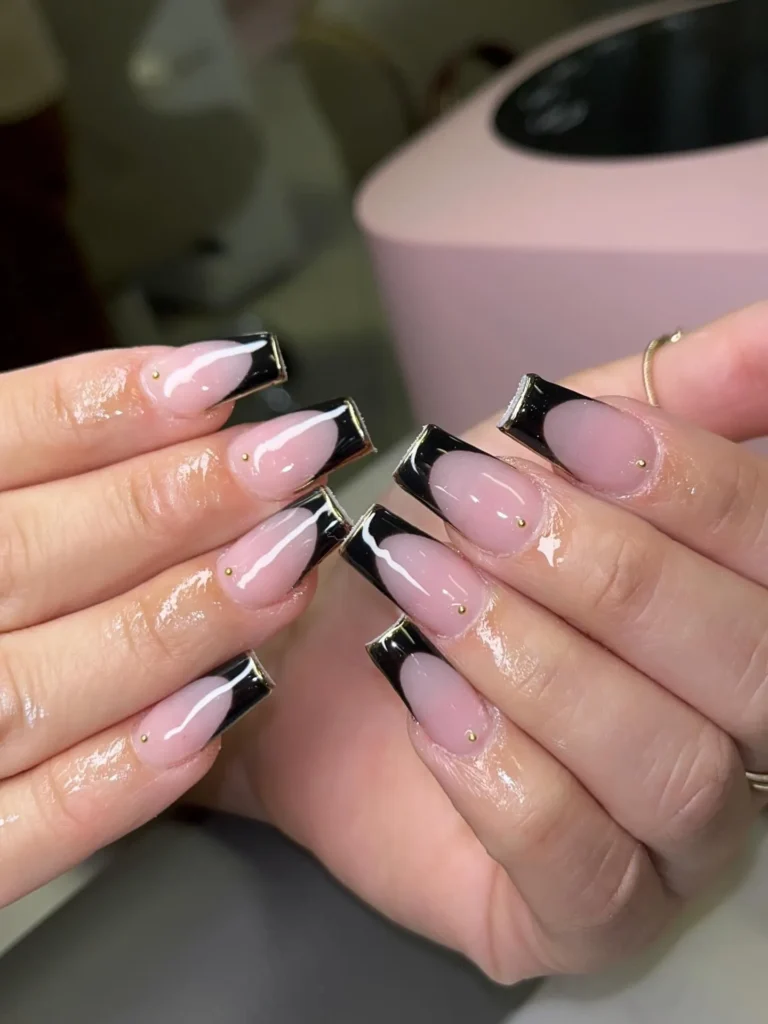 black and gold french tip nail designs