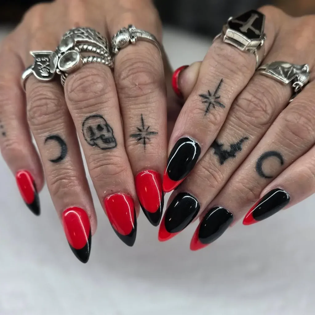 black and red french tip nail designs