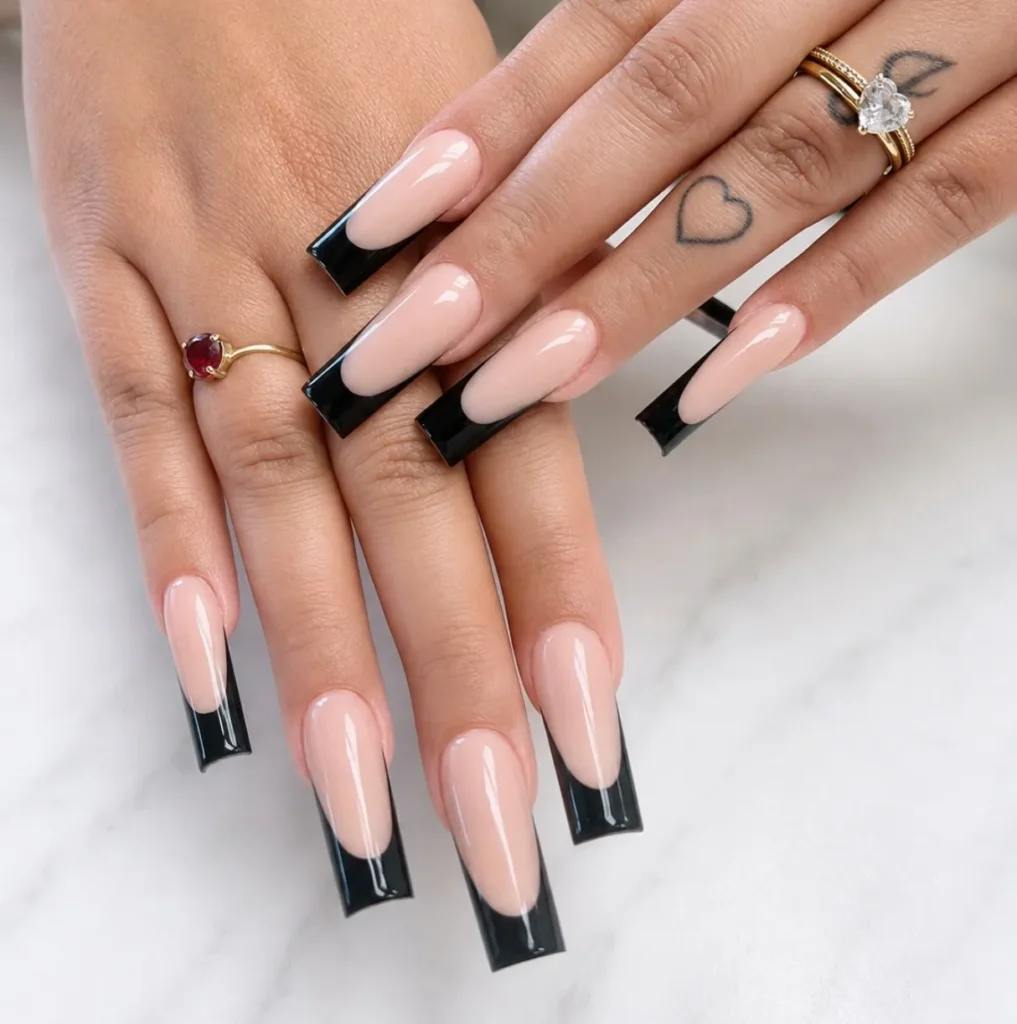 black french tips classy nails