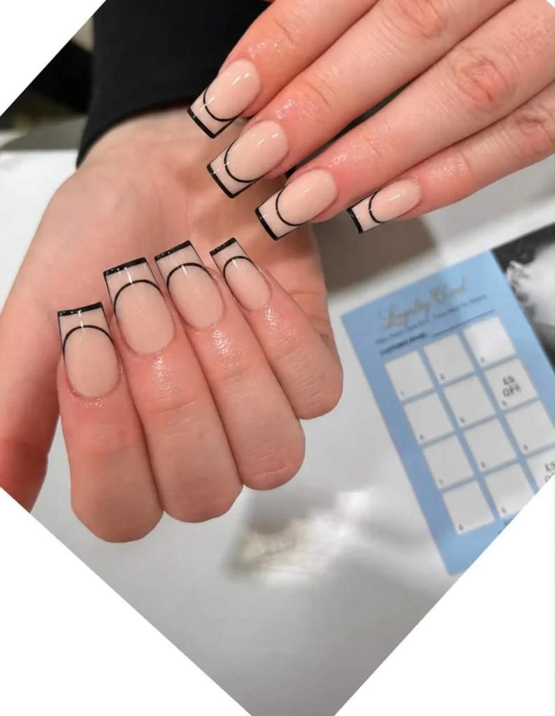 black outline black french tip nail designs