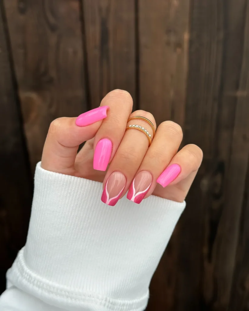 Bold & Bright Pink French Tip Nail Designs