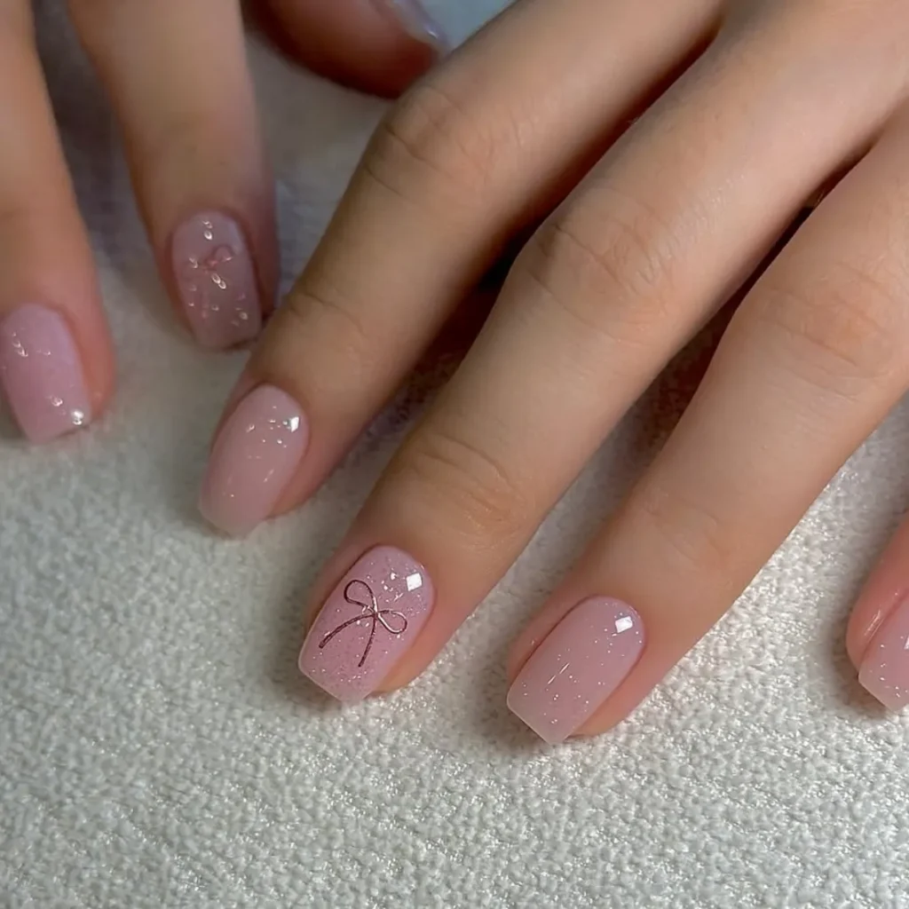 bows short nail designs