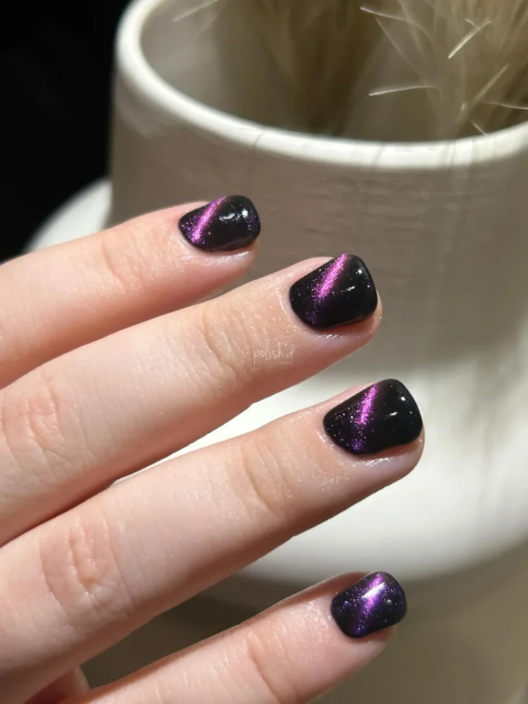 cat-eye and magnetic short nail designs