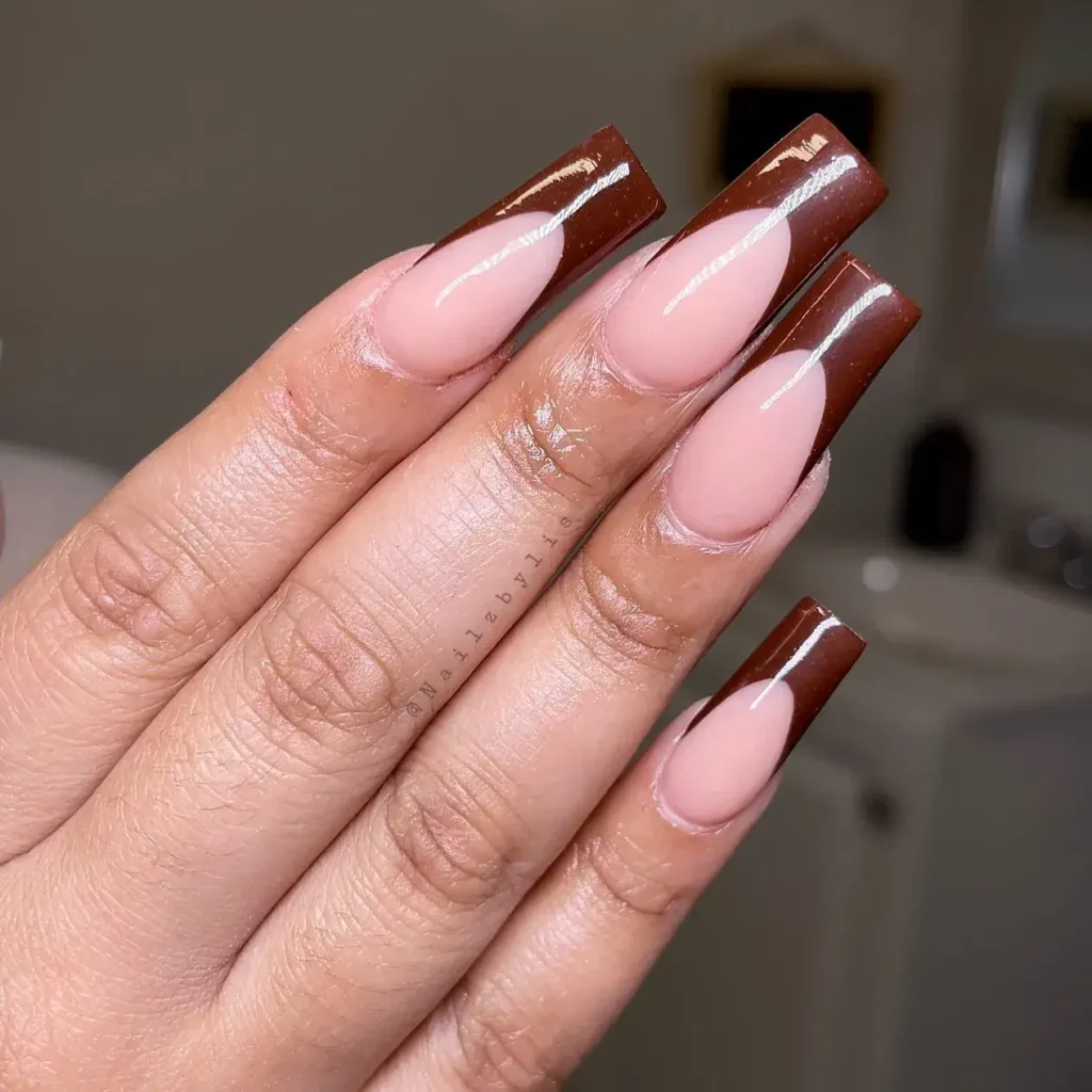 Fall Nail Design Inspo and Colors 2026: Shades, Techniques, and Looks for Every Nail 51 chocolate french tip fall nails inspo