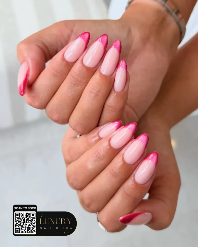 chrome pink french tip nail designs