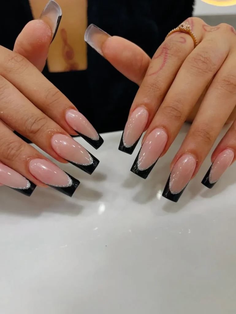 classic black french tip nail designs
