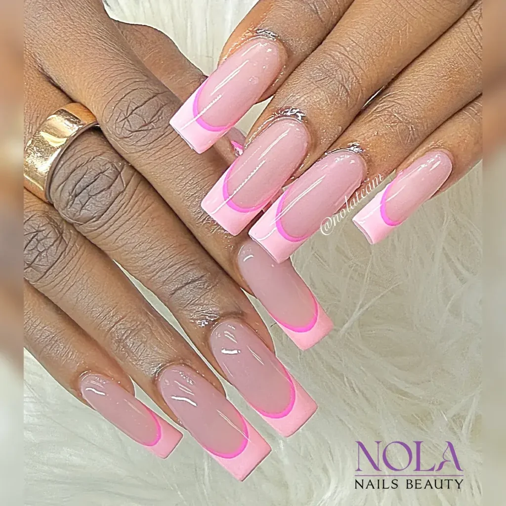 classic & minimalist pink french tip nails