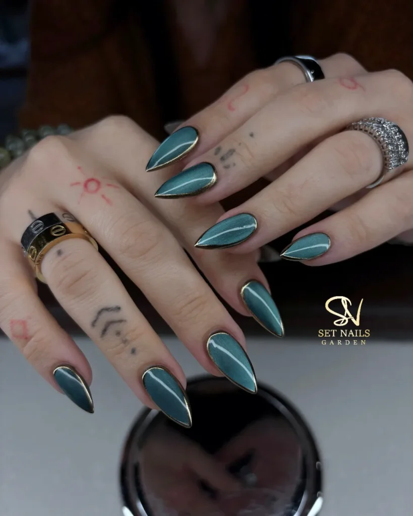 Cute Summer Nail Designs 2026: 200+ Inspo, Trends, and Expert Tips for Every Style 176 deep teal glossy summer nails