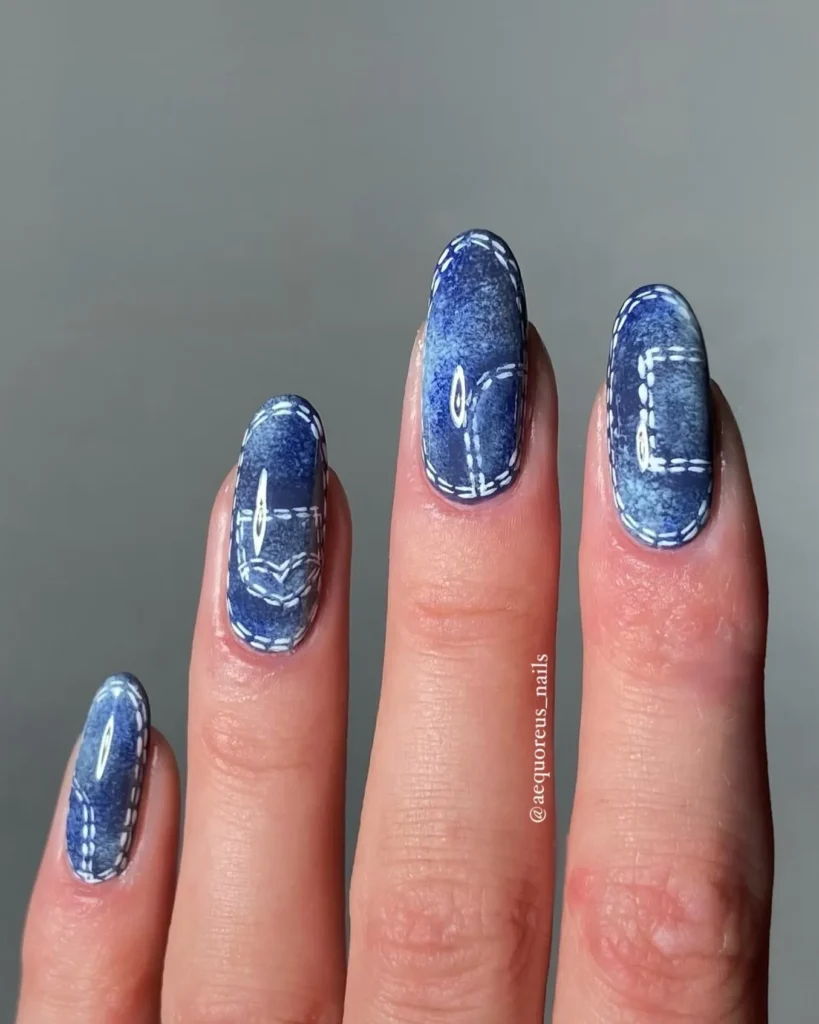 Cute Summer Nail Designs 2026: 200+ Inspo, Trends, and Expert Tips for Every Style 172 denim-inspired blue summer nails