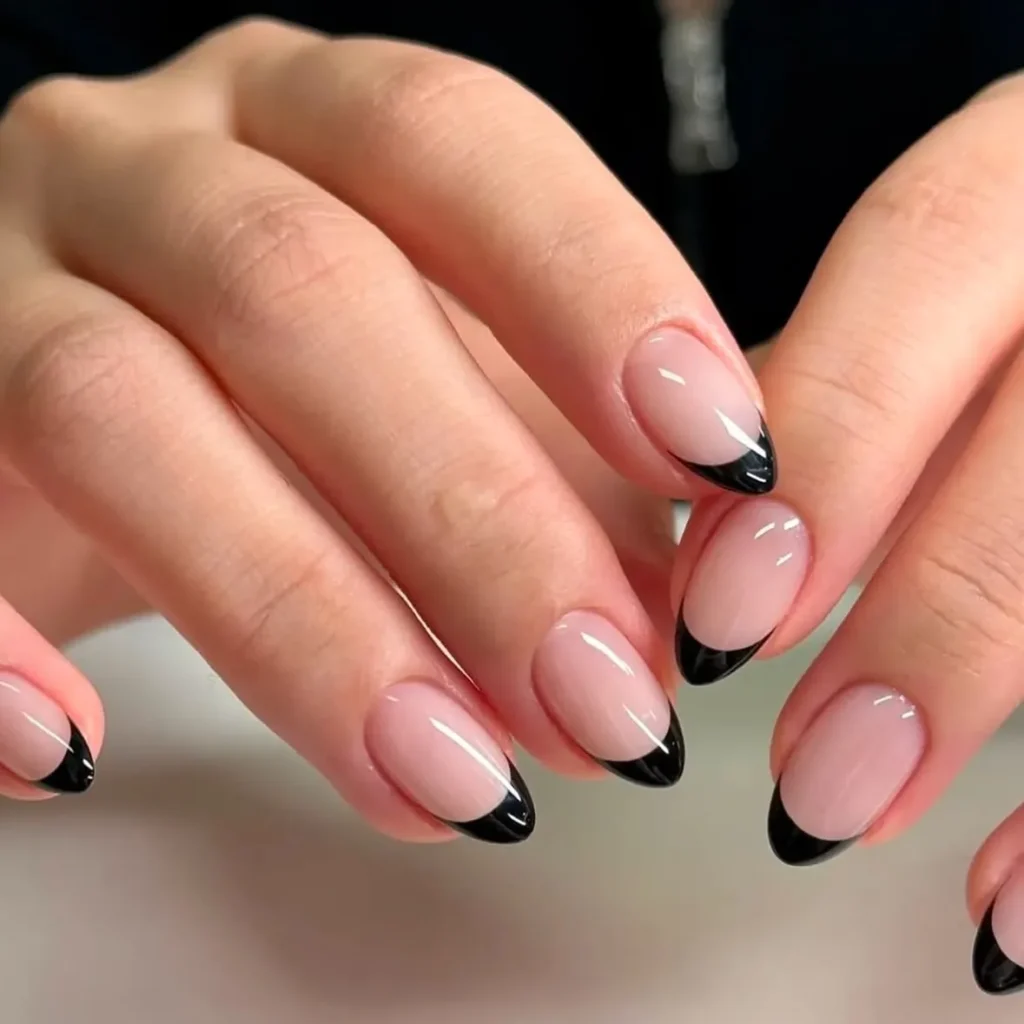 diy at home black french tip nails