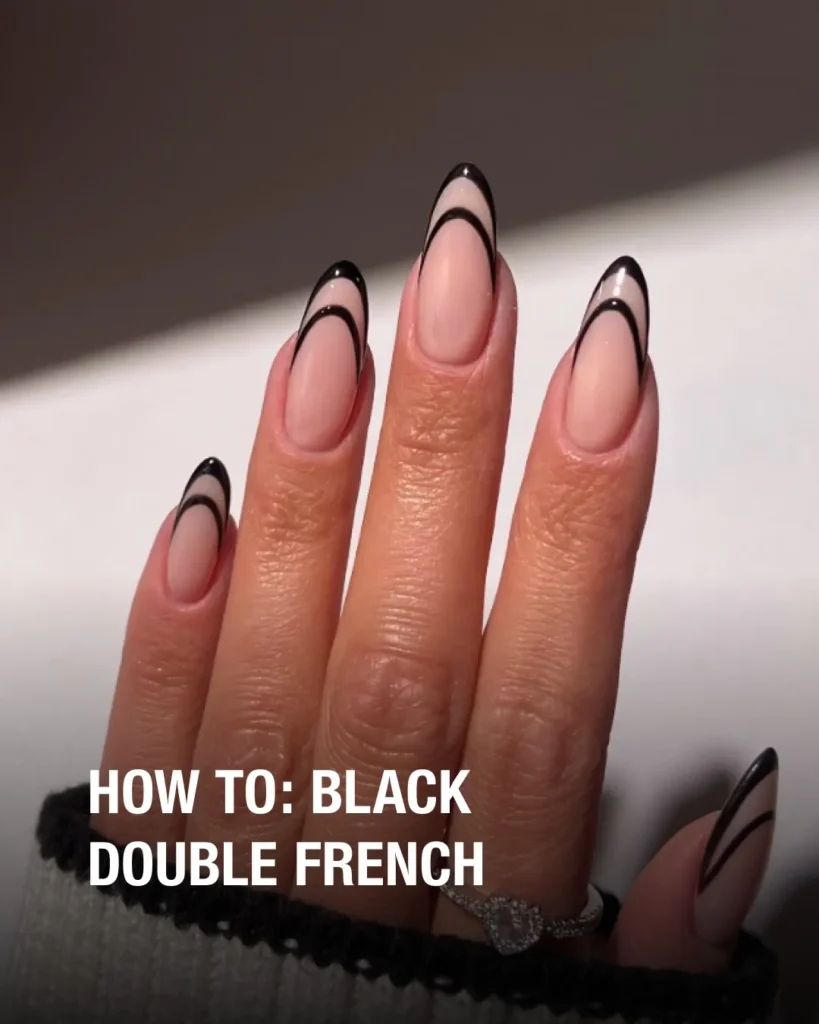 double black french tip nail designs