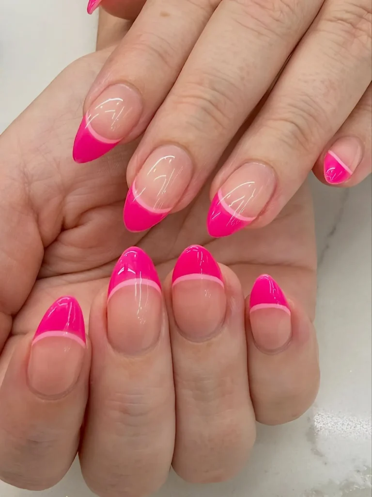 double pink french tip nail designs