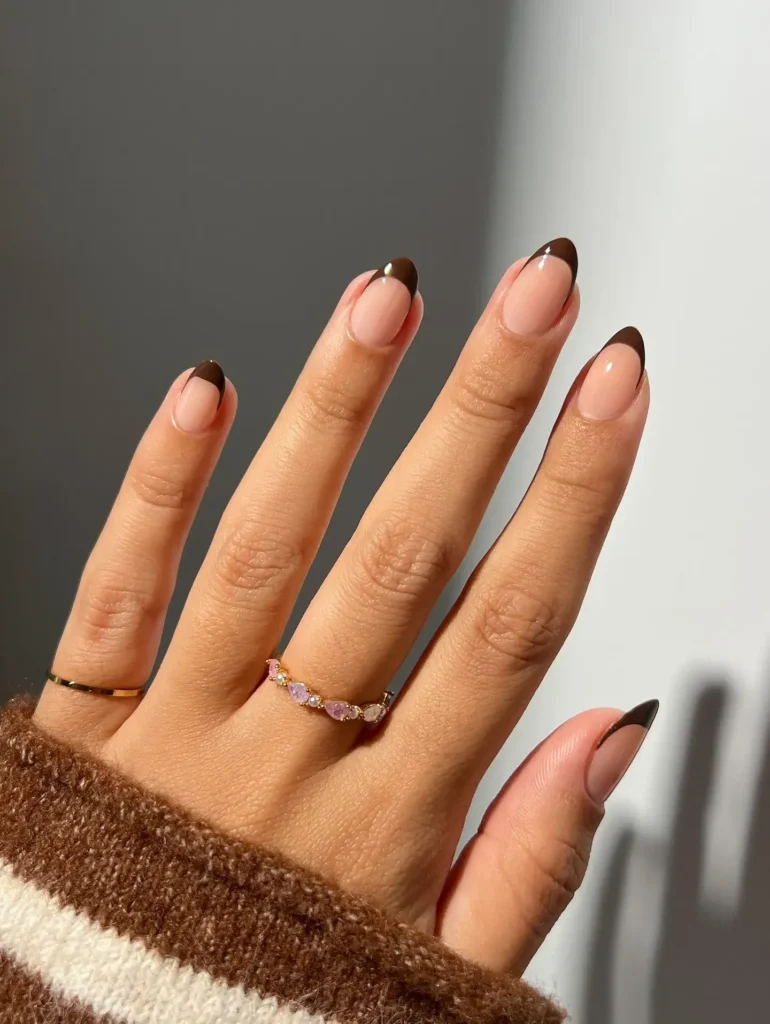 espresso brown french short nail designs