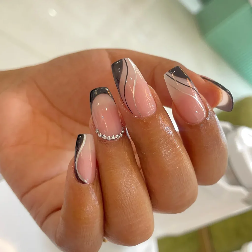 everyday or office-appropriate black french tip nail designs