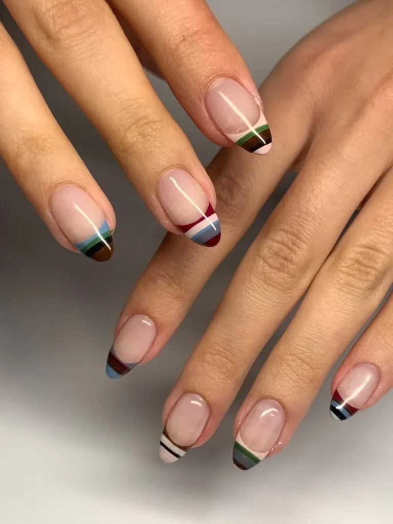 Fall Nail Design Inspo and Colors 2026: Shades, Techniques, and Looks for Every Nail 56 geometric french tips fall nails inspo