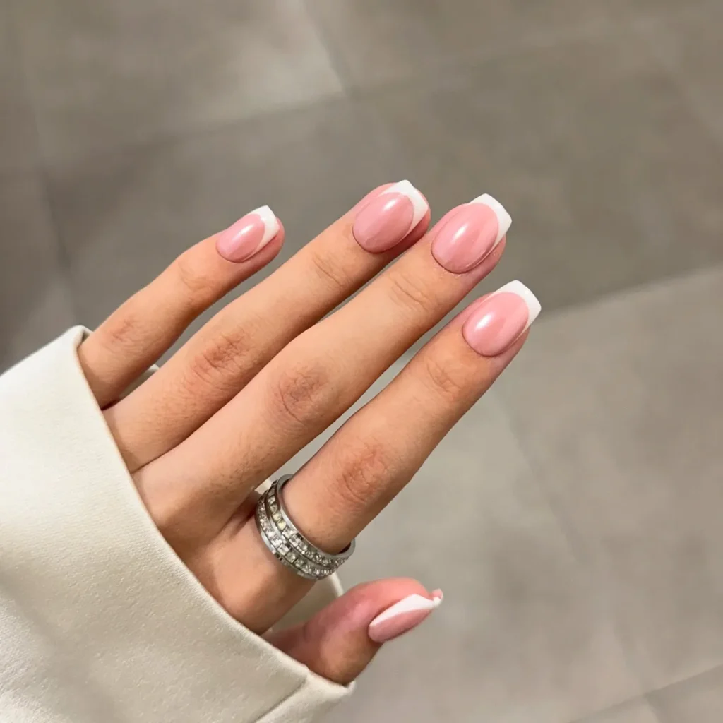 glazed french short nail designs