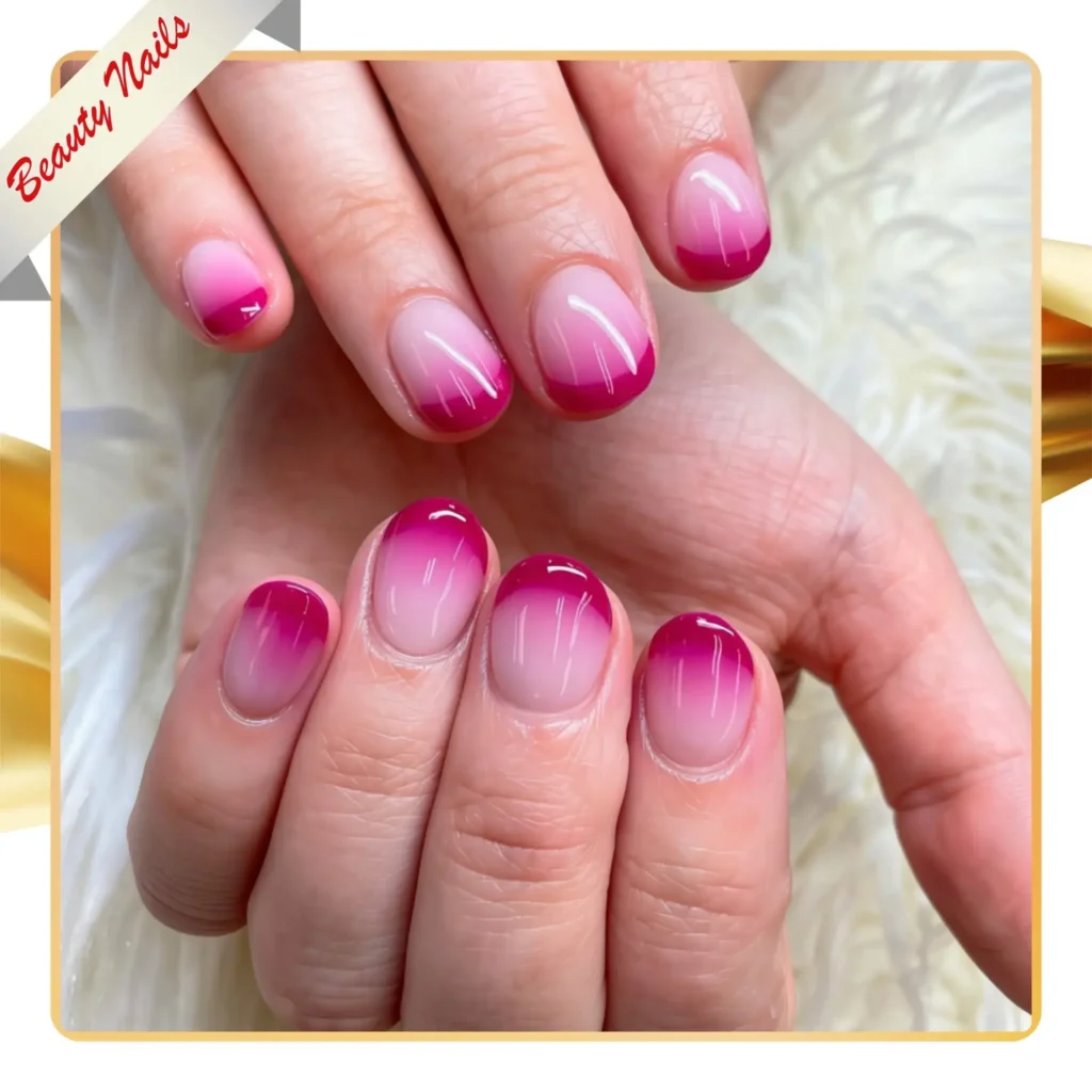 gradient pink french tip nail designs