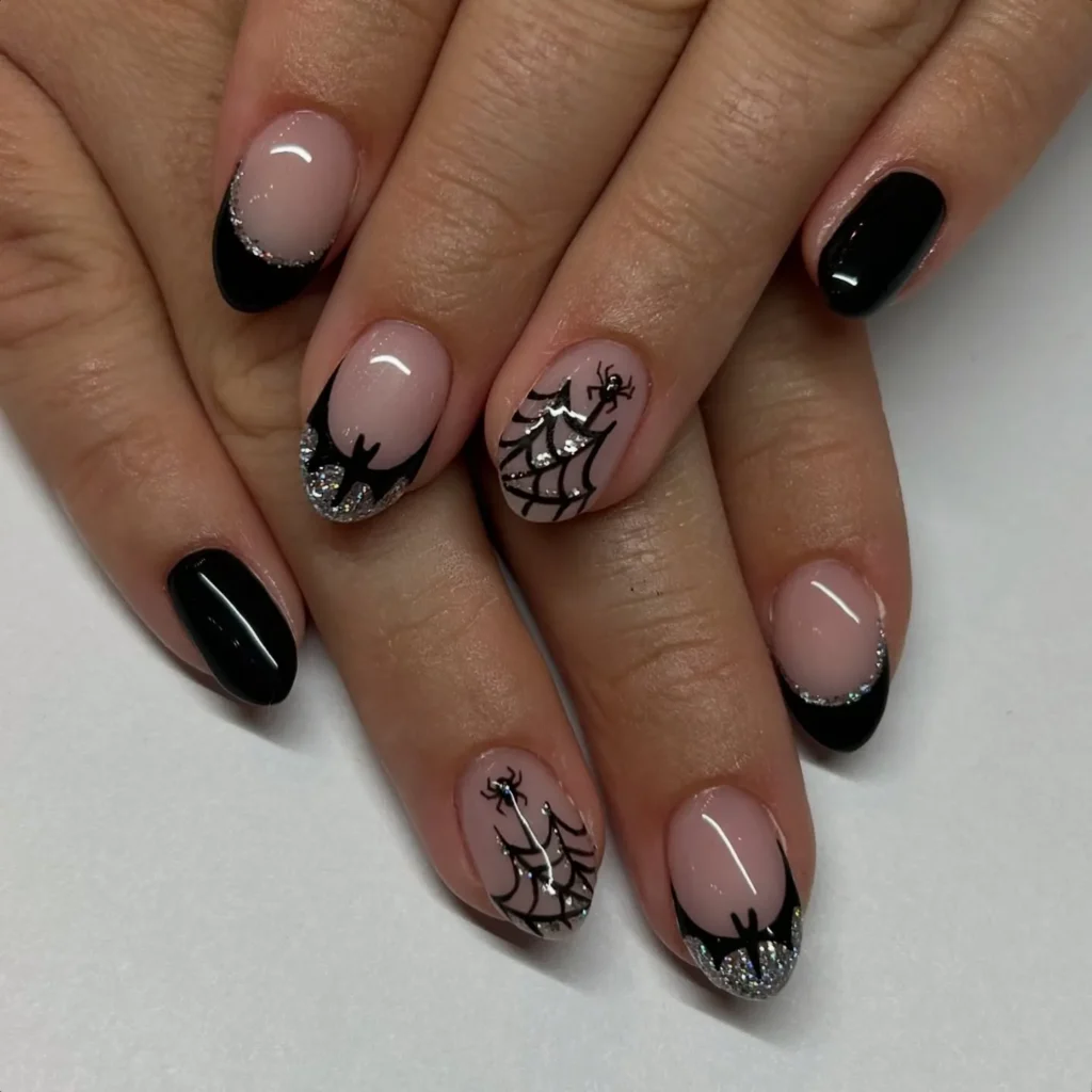 halloween black french tip nail designs