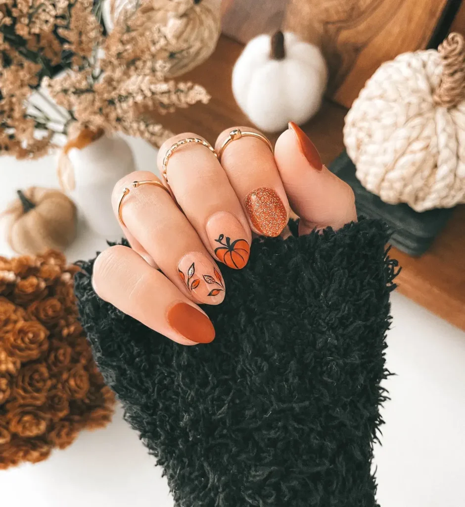 Fall Nail Design Inspo and Colors 2026: Shades, Techniques, and Looks for Every Nail 73 halloween fall nail designs