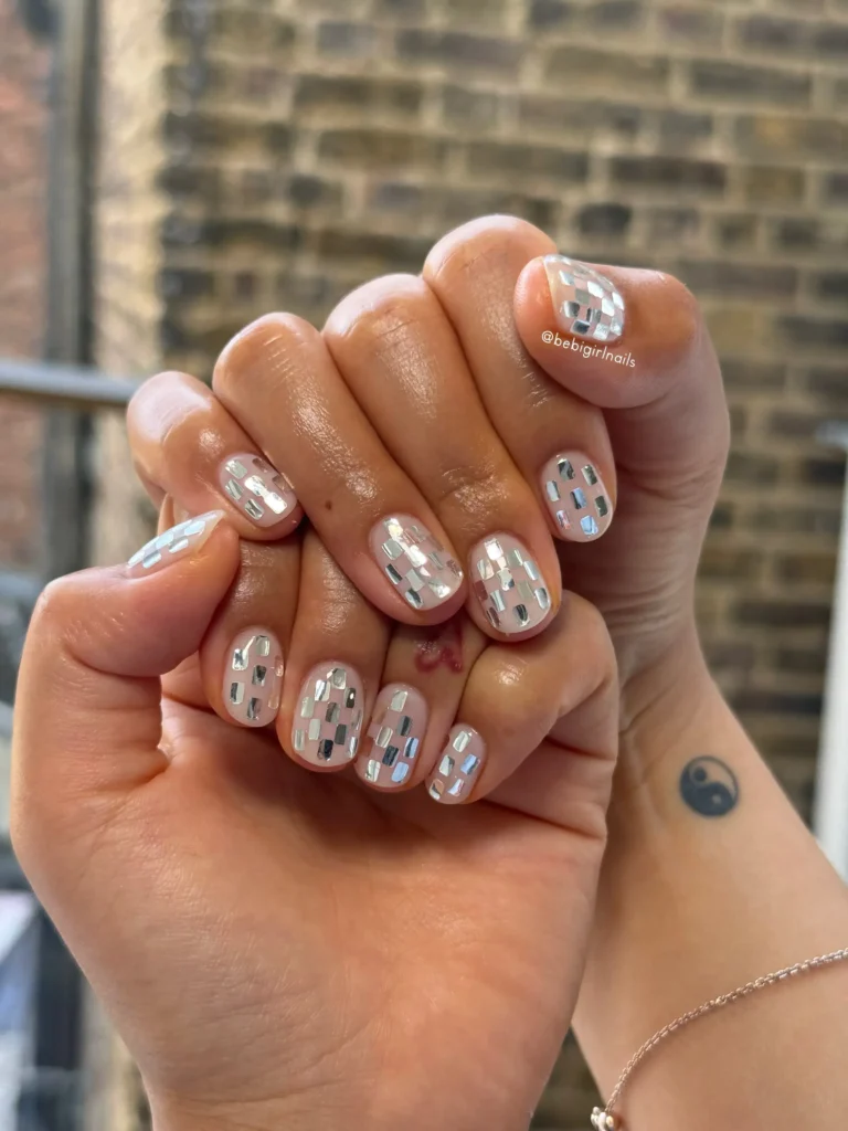 holographic short nails designs