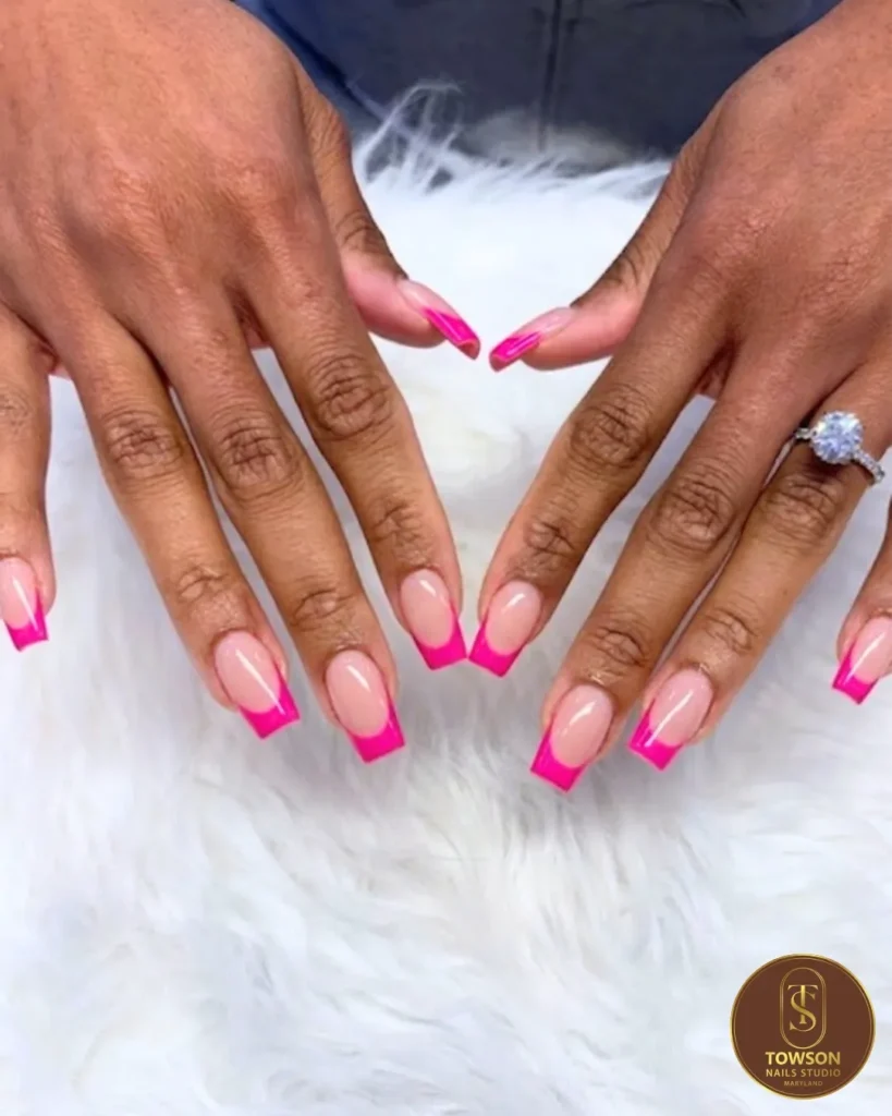 hot pink french tip nail designs