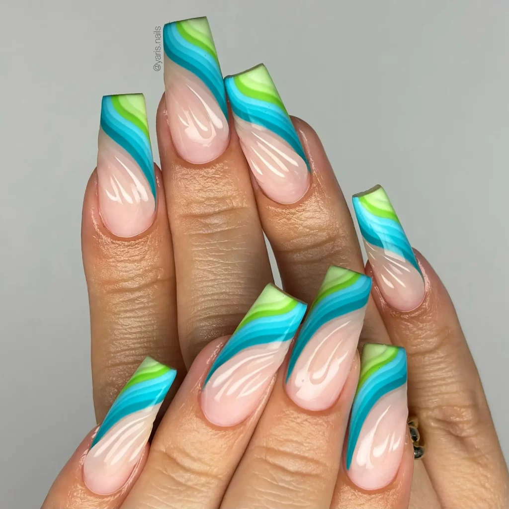 Cute Summer Nail Designs 2026: 200+ Inspo, Trends, and Expert Tips for Every Style 122 line-art coffin summer nails