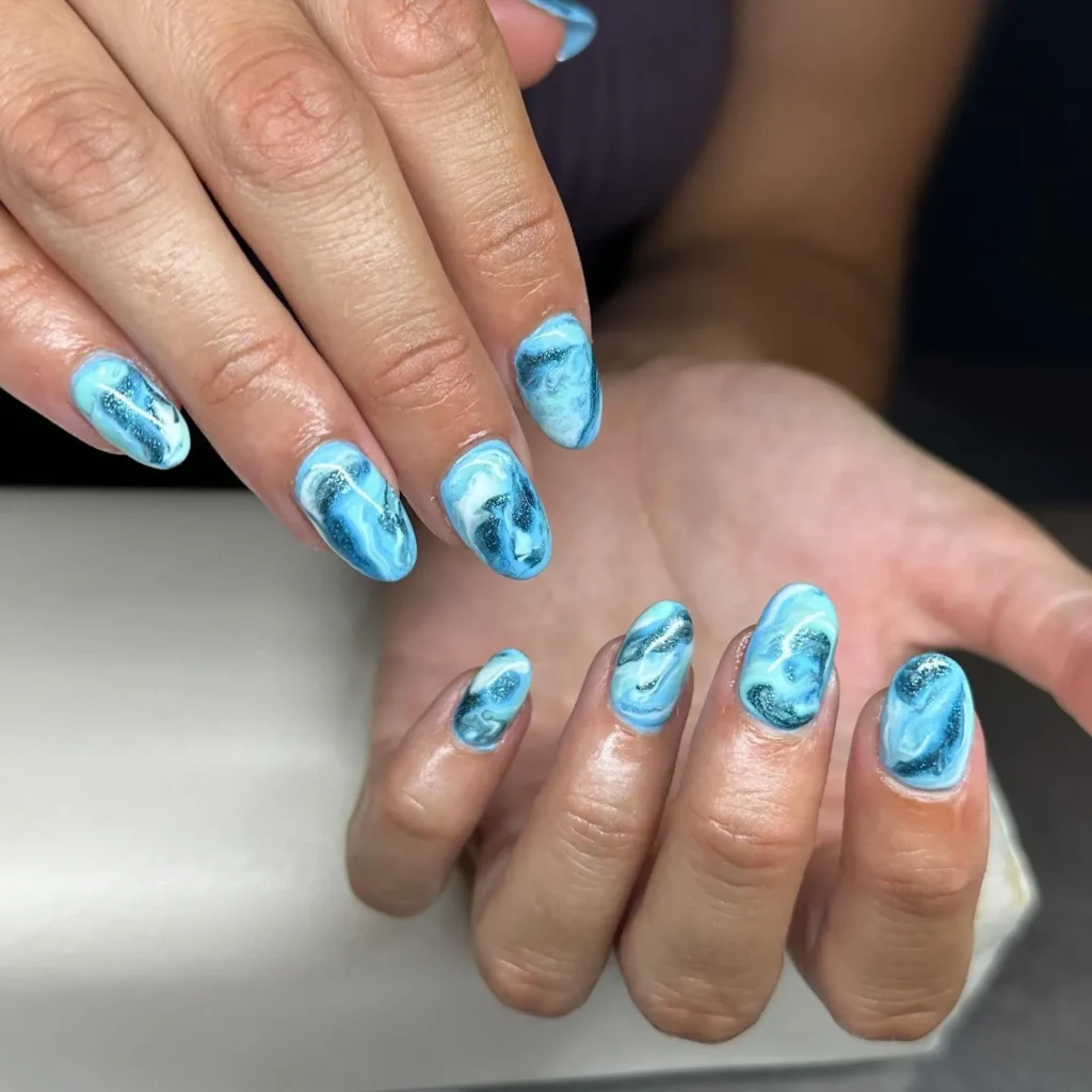 marble short nail designs