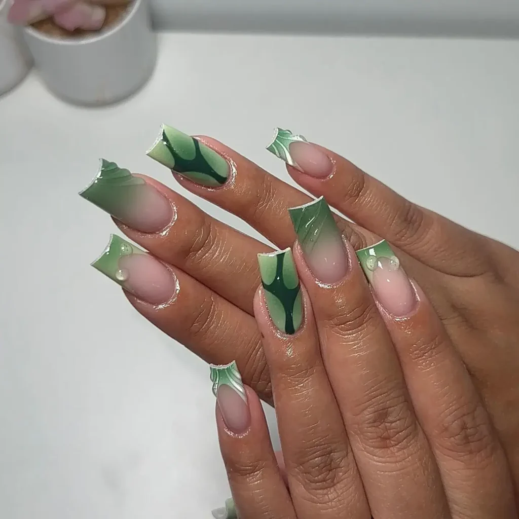 Cute Summer Nail Designs 2026: 200+ Inspo, Trends, and Expert Tips for Every Style 194 matcha green checkered tips summer nails