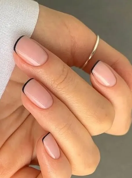micro black french tip nail designs