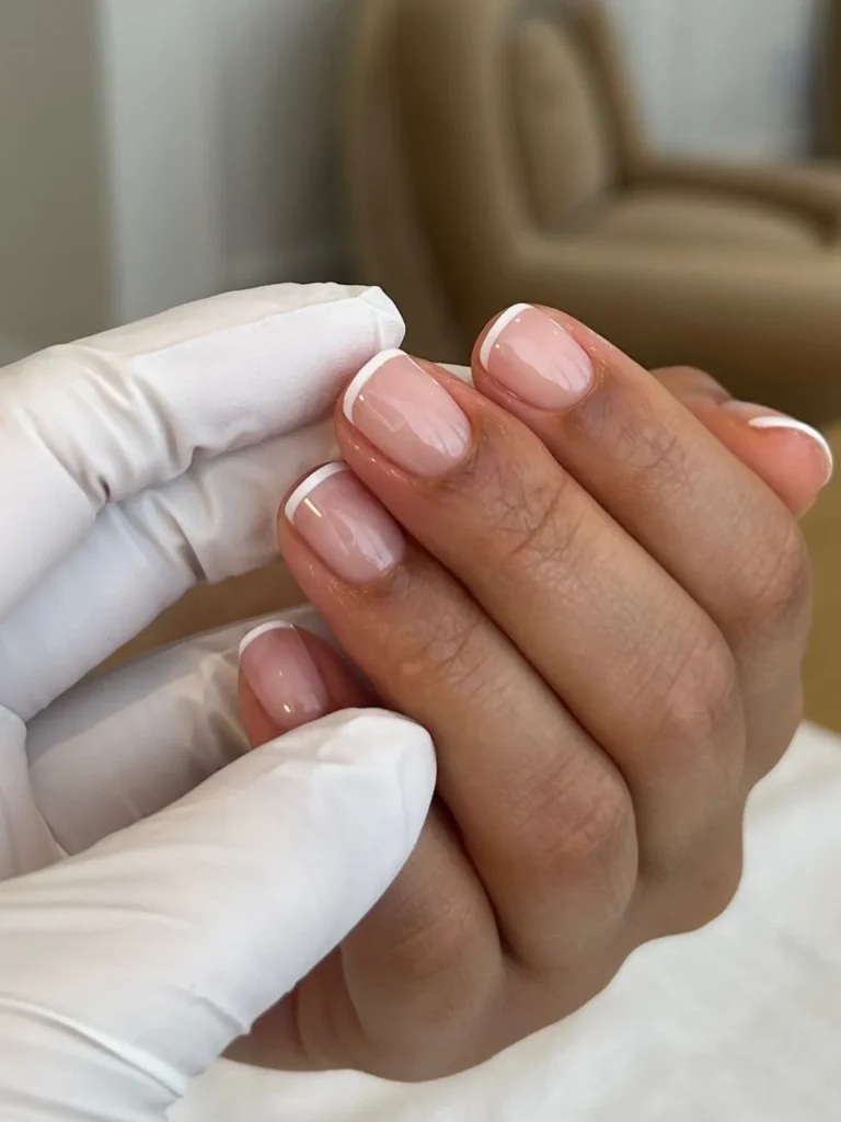 micro french tip short nail designs