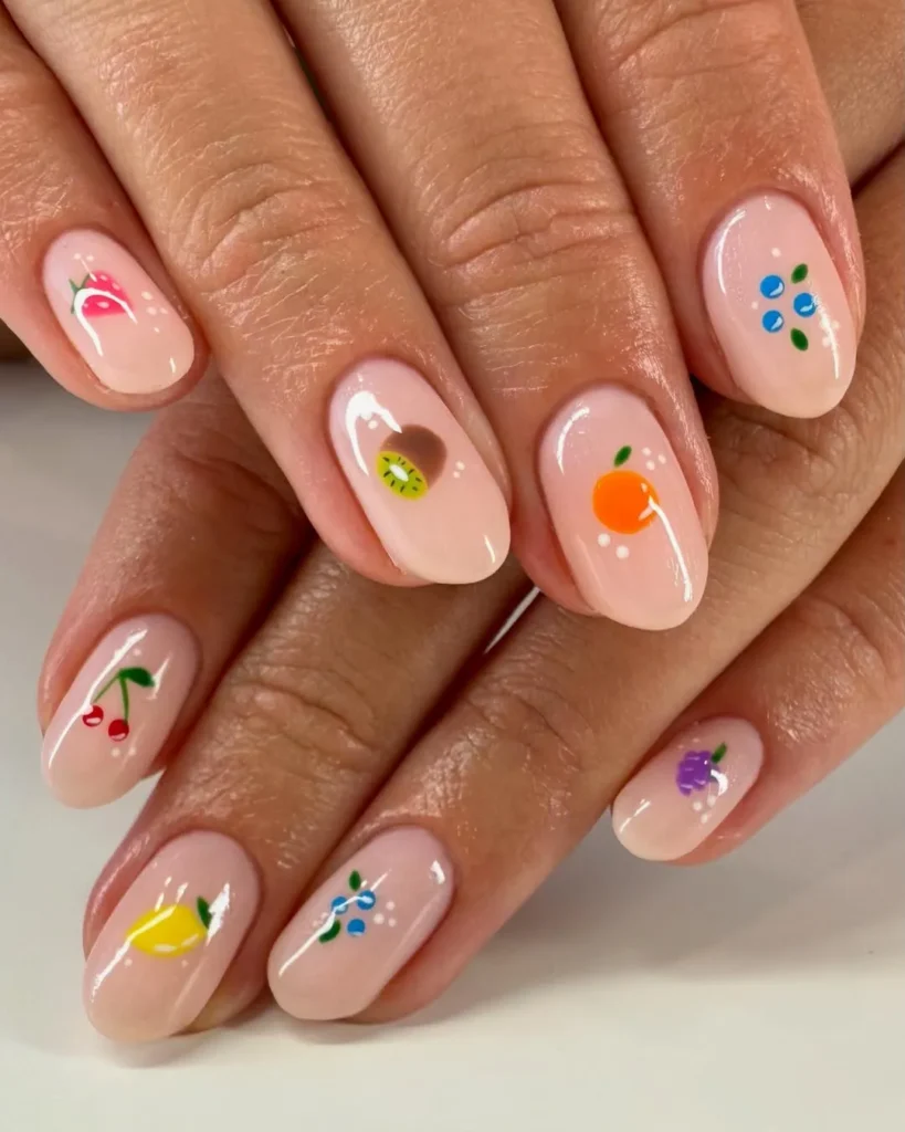 Cute Summer Nail Designs 2026: 200+ Inspo, Trends, and Expert Tips for Every Style 113 micro-fruit on short summer nail designs