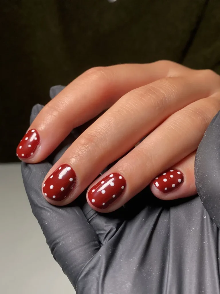 mini polka dots short nail designs