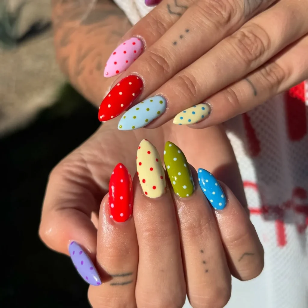Cute Summer Nail Designs 2026: 200+ Inspo, Trends, and Expert Tips for Every Style 148 multi-color dot summer nails