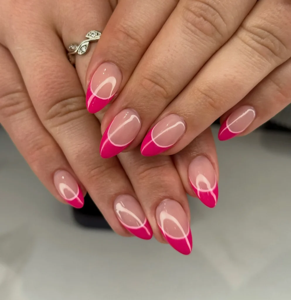 neon pink french tip nail designs