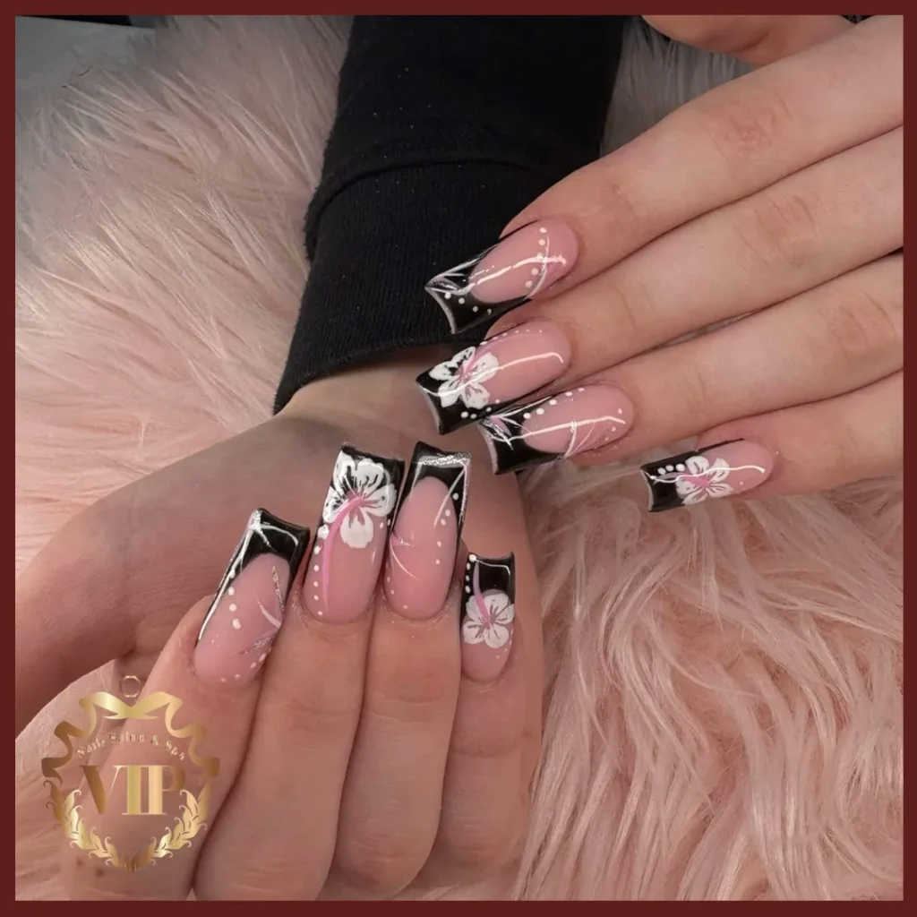Occasion And Seasonal Black French Tip Nail Designs