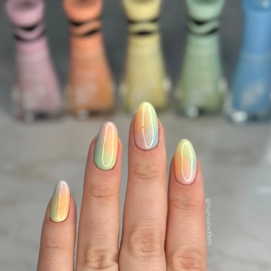 pastel gradients short nails designs