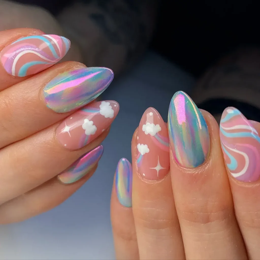 Cute Summer Nail Designs 2026: 200+ Inspo, Trends, and Expert Tips for Every Style 144 pastel rainbow swirl summer nails